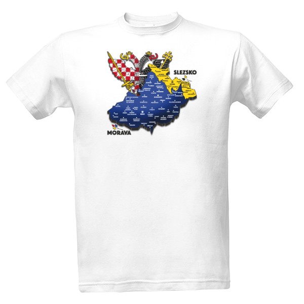 Tričko s potiskem Mapa Moravy a Slezska